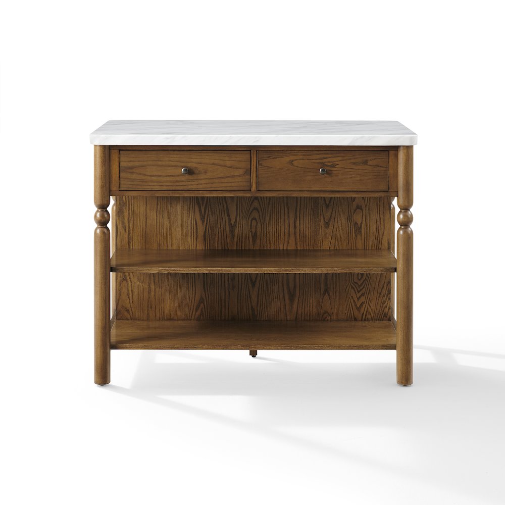 Roselyn Faux Marble Top Sit At Kitchen Island Brown/White Marble