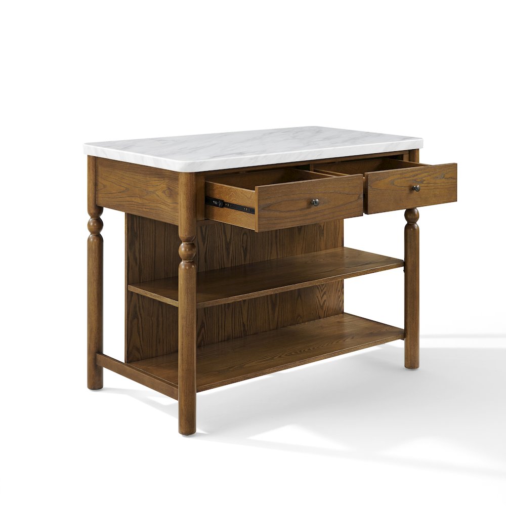 Roselyn Faux Marble Top Sit At Kitchen Island Brown/White Marble