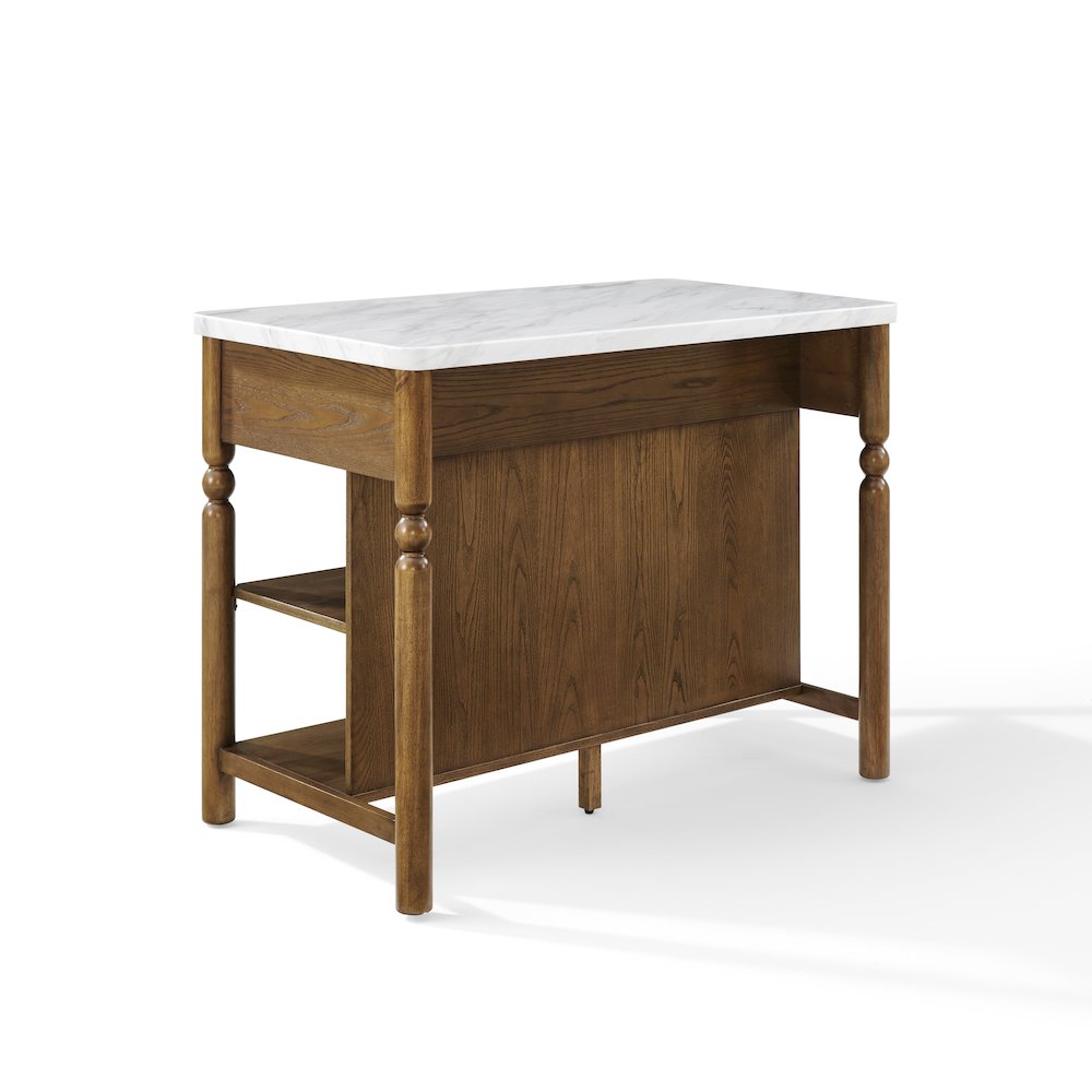 Roselyn Faux Marble Top Sit At Kitchen Island Brown/White Marble
