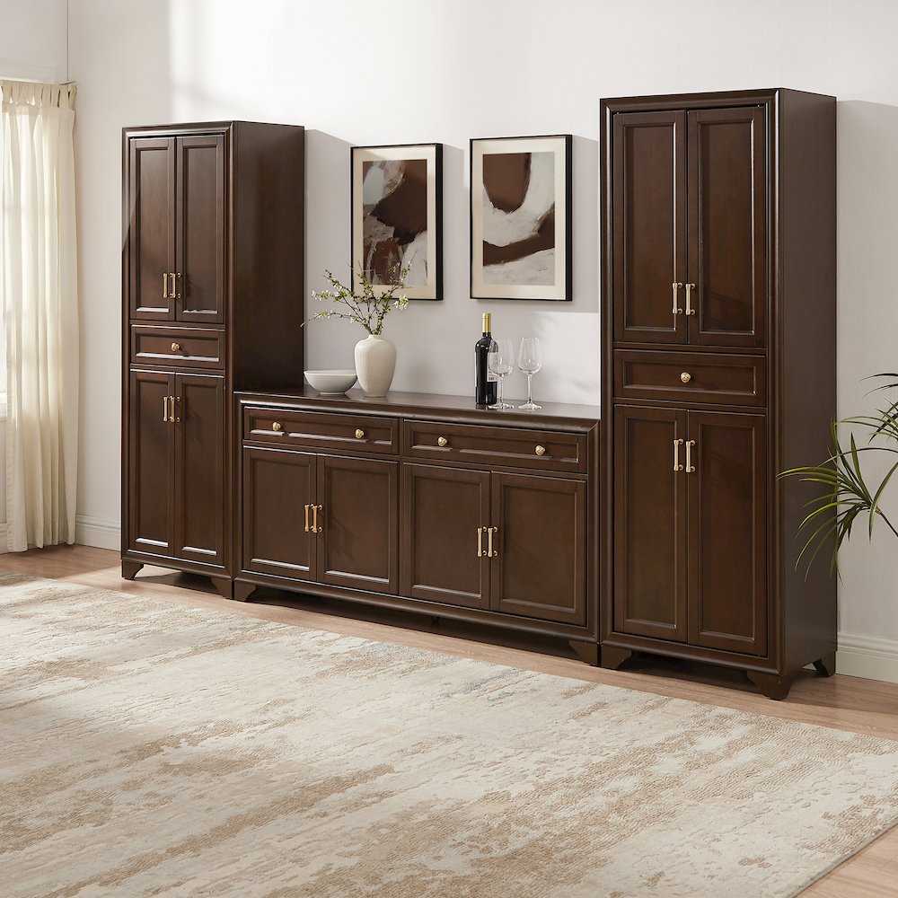Tara 3-Piece Sideboard And Pantry Set Brown – Sideboard & 2 Pantries