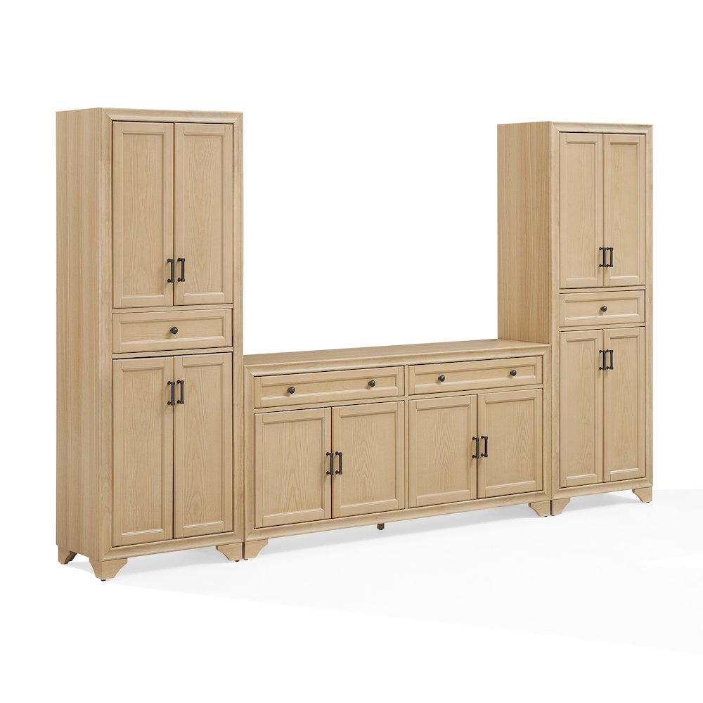Tara 3-Piece Sideboard And Pantry Set Natural – Sideboard & 2 Pantries