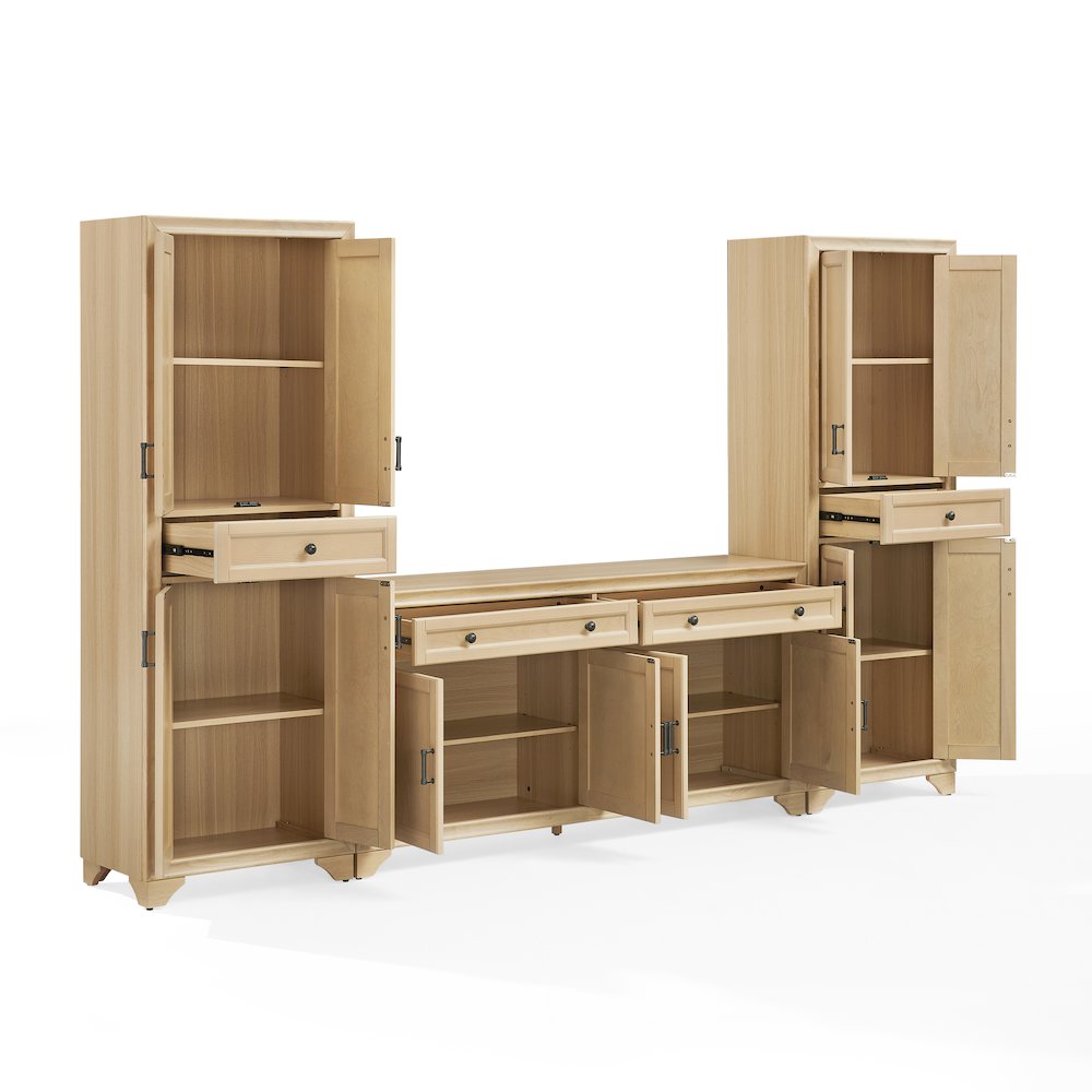 Tara 3-Piece Sideboard And Pantry Set Natural – Sideboard & 2 Pantries