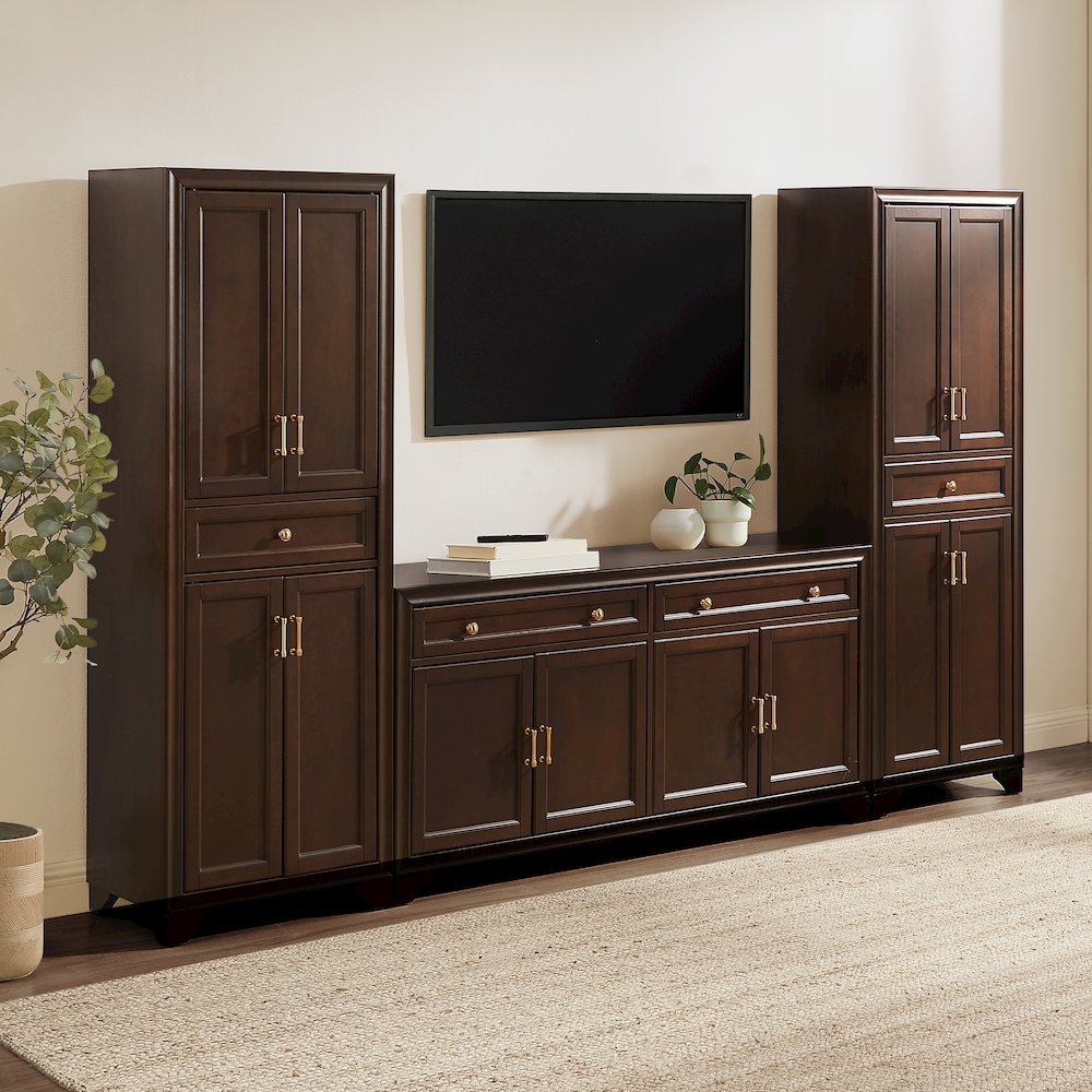 Tara 3-Piece Entertainment Center Brown – Sideboard & 2 Pantries