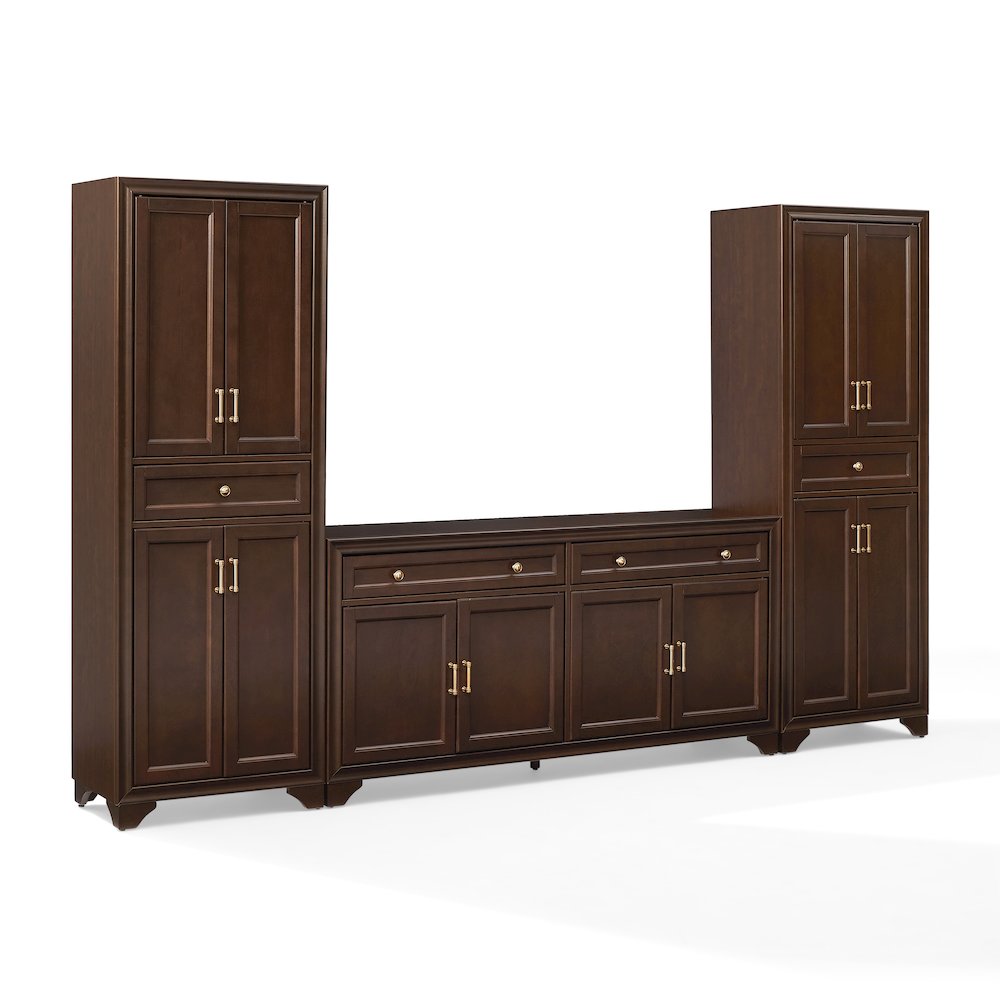 Tara 3-Piece Entertainment Center Brown – Sideboard & 2 Pantries