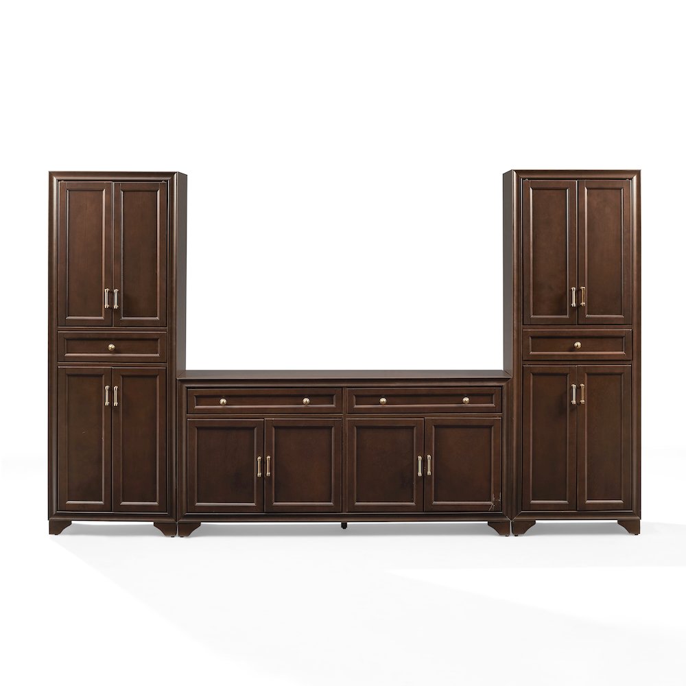 Tara 3-Piece Entertainment Center Brown – Sideboard & 2 Pantries