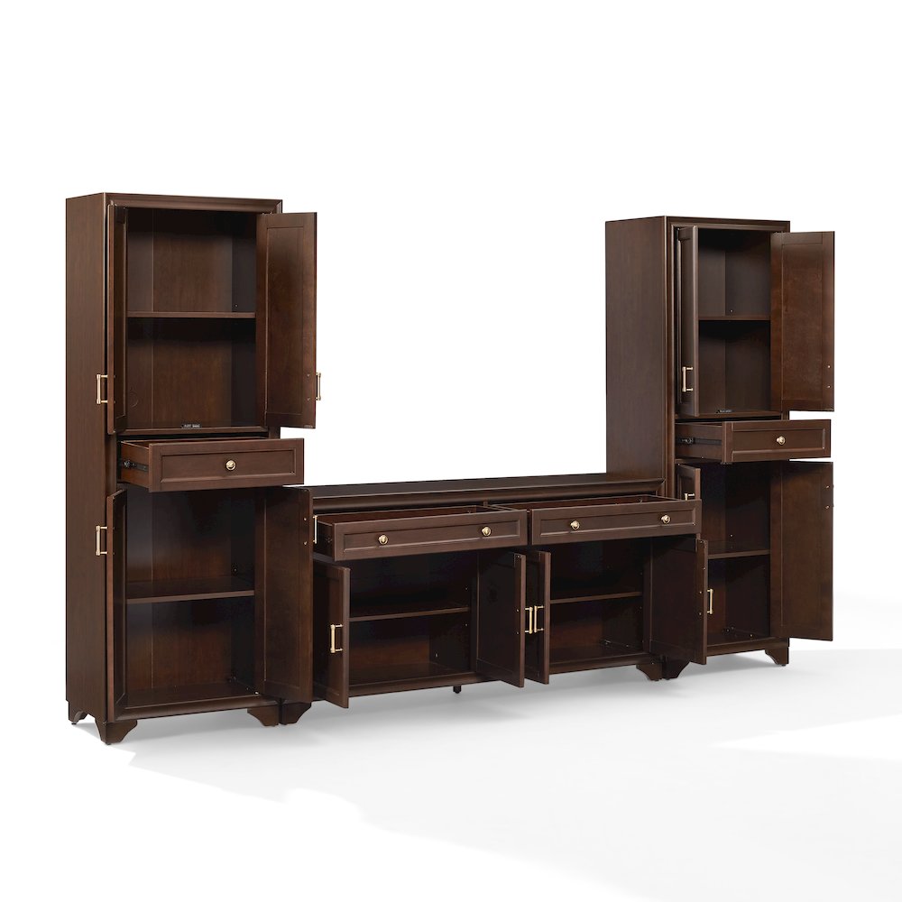 Tara 3-Piece Entertainment Center Brown – Sideboard & 2 Pantries