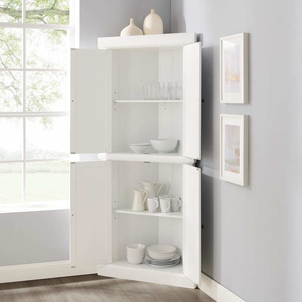 Shoreline Tall Corner Kitchen Storage Pantry – 2 Stackable Pantries