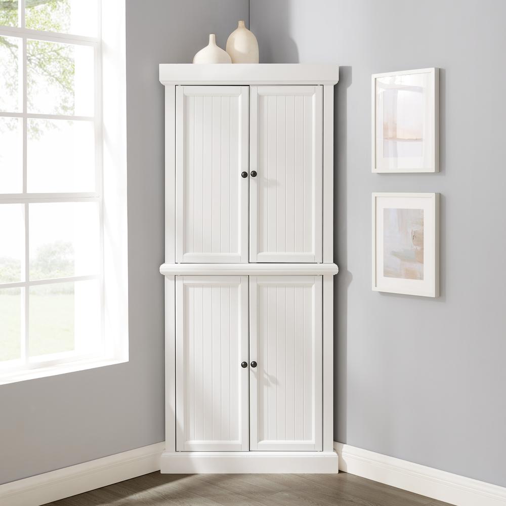 Shoreline Tall Corner Kitchen Storage Pantry – 2 Stackable Pantries