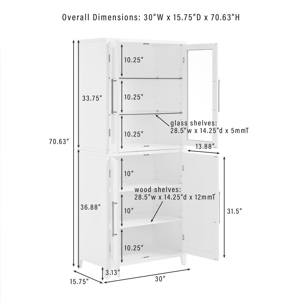Roarke 2Pc Pantry Storage Cabinet W/Glass Door Hutch Set – 2 Pantries