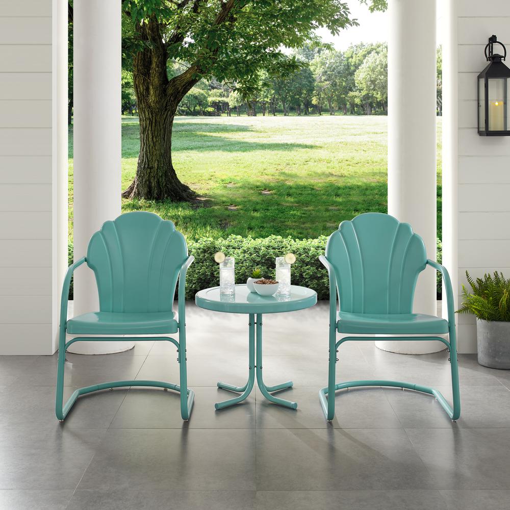 Tulip 3Pc Retro Outdoor Chair Set – Side Table & 2 Chairs