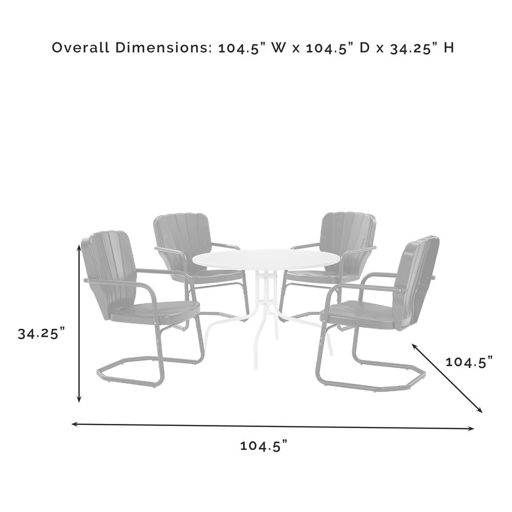 Ridgeland 5Pc Round Retro Outdoor Dining Set – Dining Table & 4 Chairs