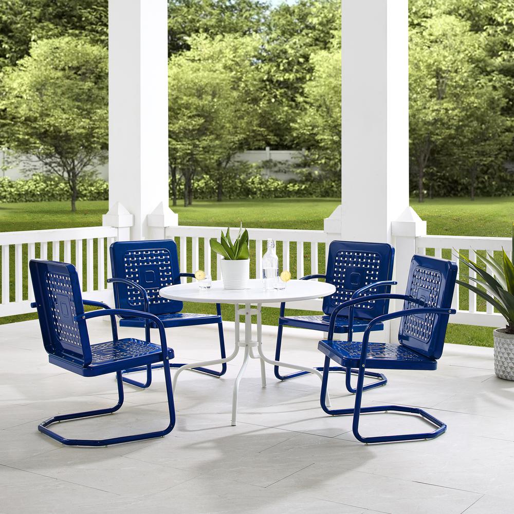 Bates 5Pc Round Retro Outdoor Dining Set – Dining Table & 4 Armchairs