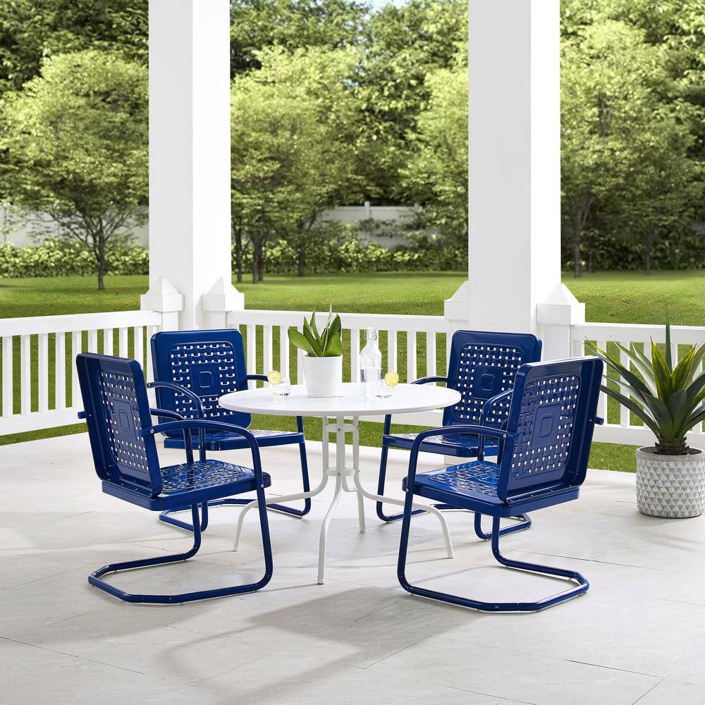 Bates 5Pc Round Retro Outdoor Dining Set – Dining Table & 4 Armchairs