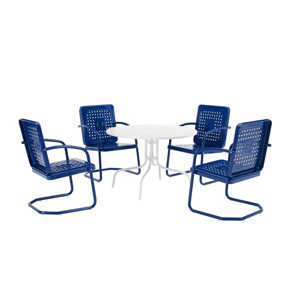 Bates 5Pc Round Retro Outdoor Dining Set – Dining Table & 4 Armchairs