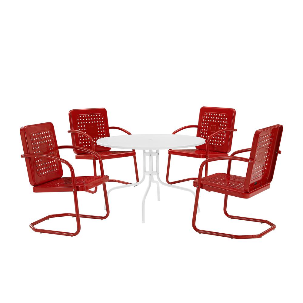 Bates 5Pc Round Retro Outdoor Dining Set – Dining Table & 4 Armchairs