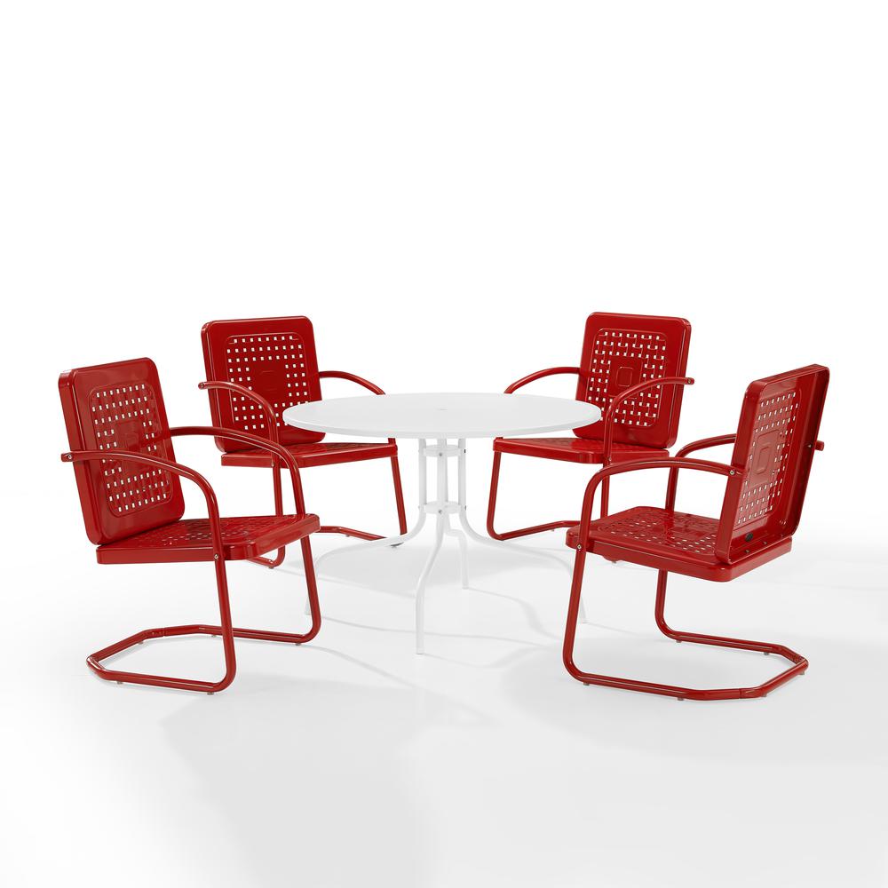 Bates 5Pc Round Retro Outdoor Dining Set – Dining Table & 4 Armchairs