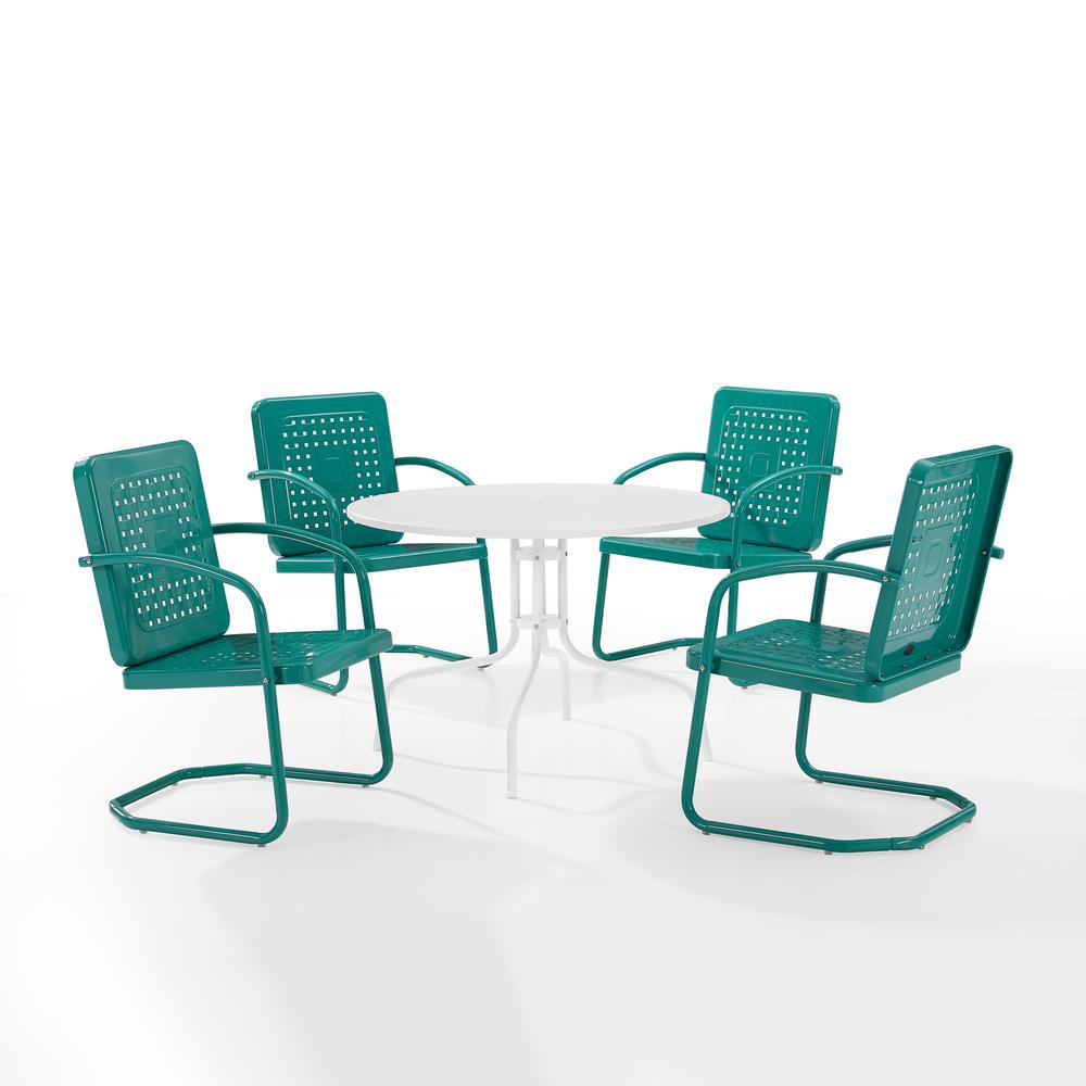 Bates 5Pc Round Retro Outdoor Dining Set – Dining Table & 4 Armchairs