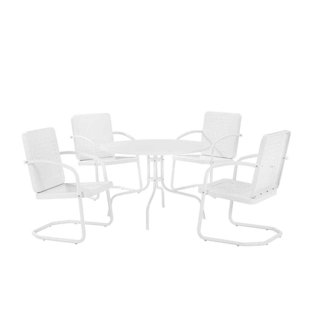 Bates 5Pc Round Retro Outdoor Dining Set – Dining Table & 4 Armchairs