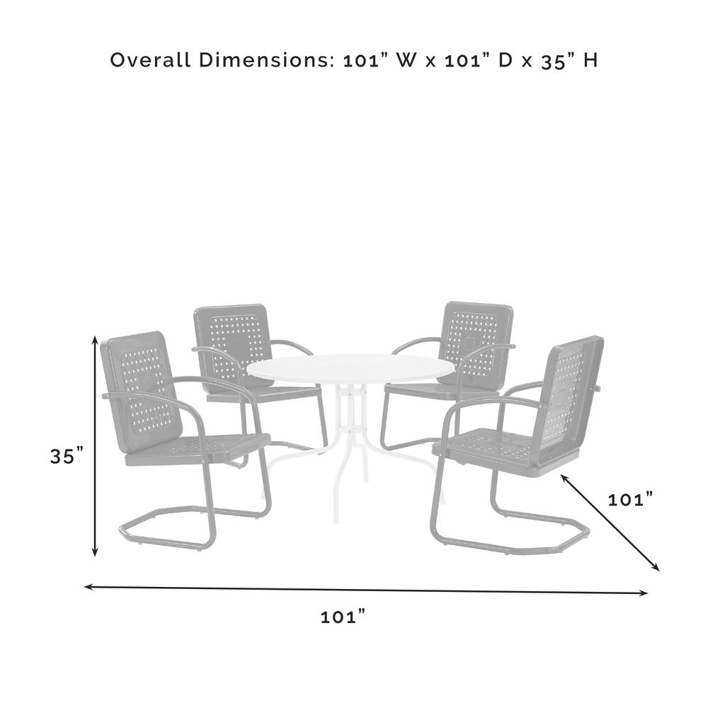 Bates 5Pc Round Retro Outdoor Dining Set – Dining Table & 4 Armchairs