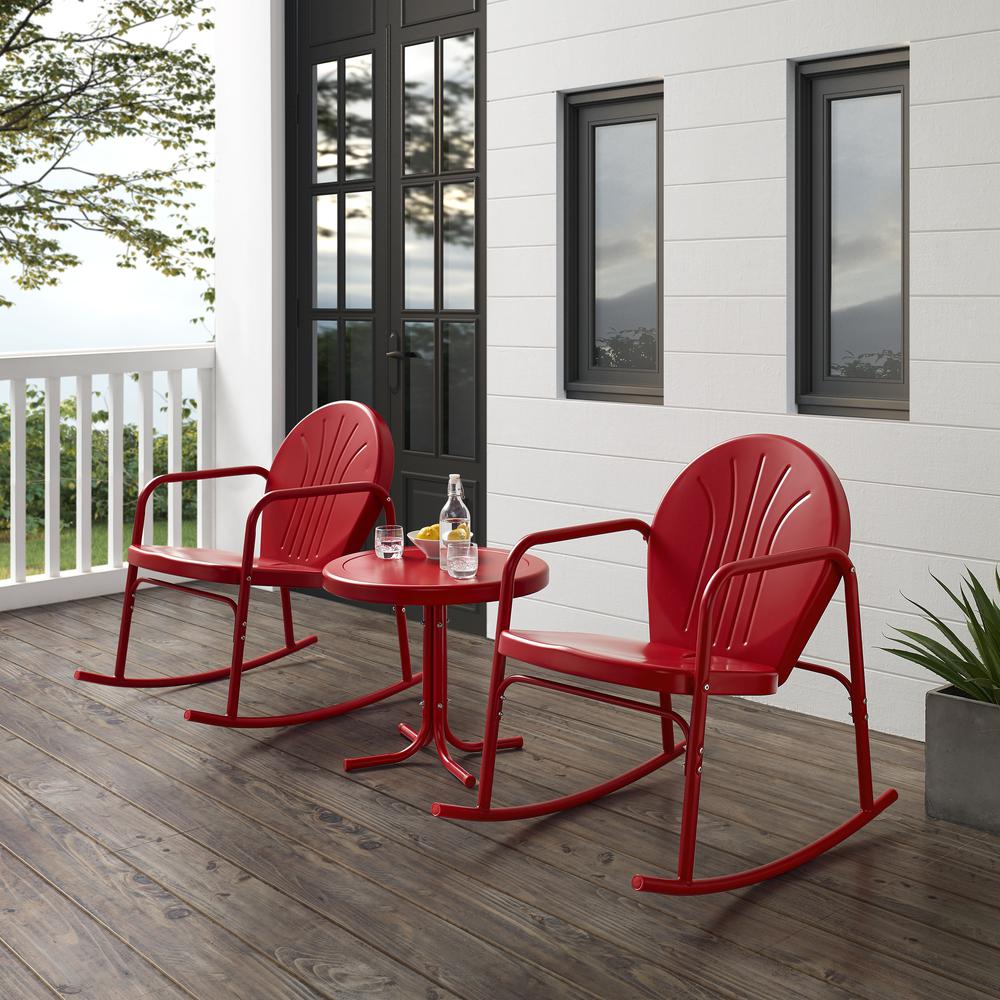 Griffith 3Pc Retro Outdoor Rocking Chair Set – Side Table & 2 Rocking Chairs