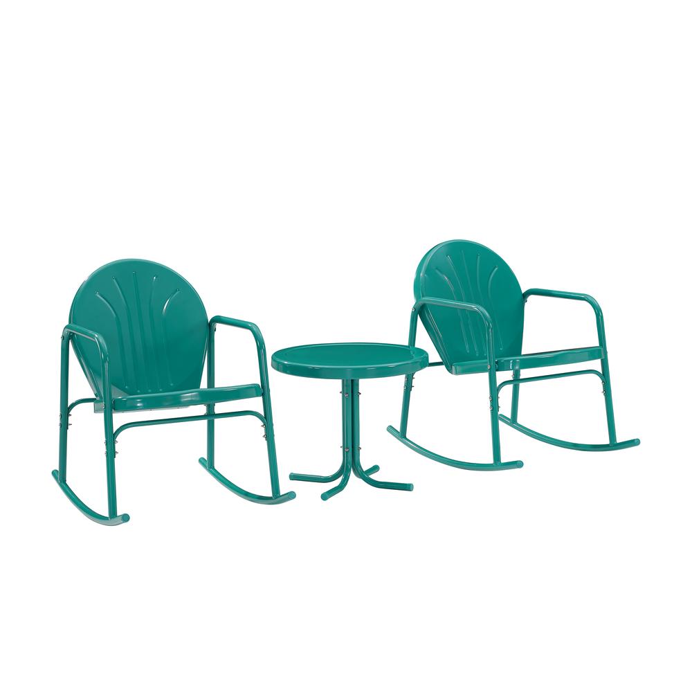 Griffith 3Pc Retro Outdoor Rocking Chair Set – Side Table & 2 Rocking Chairs