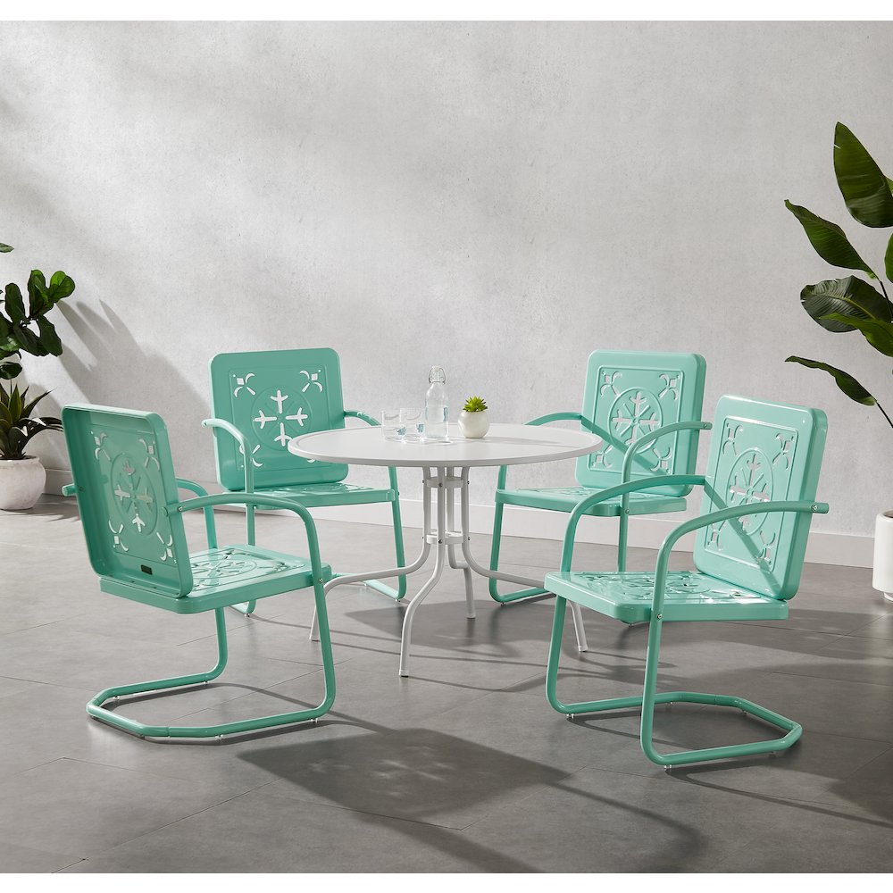Azalea 5-Piece Round Retro Outdoor Dining Set – Table & 4 Chairs