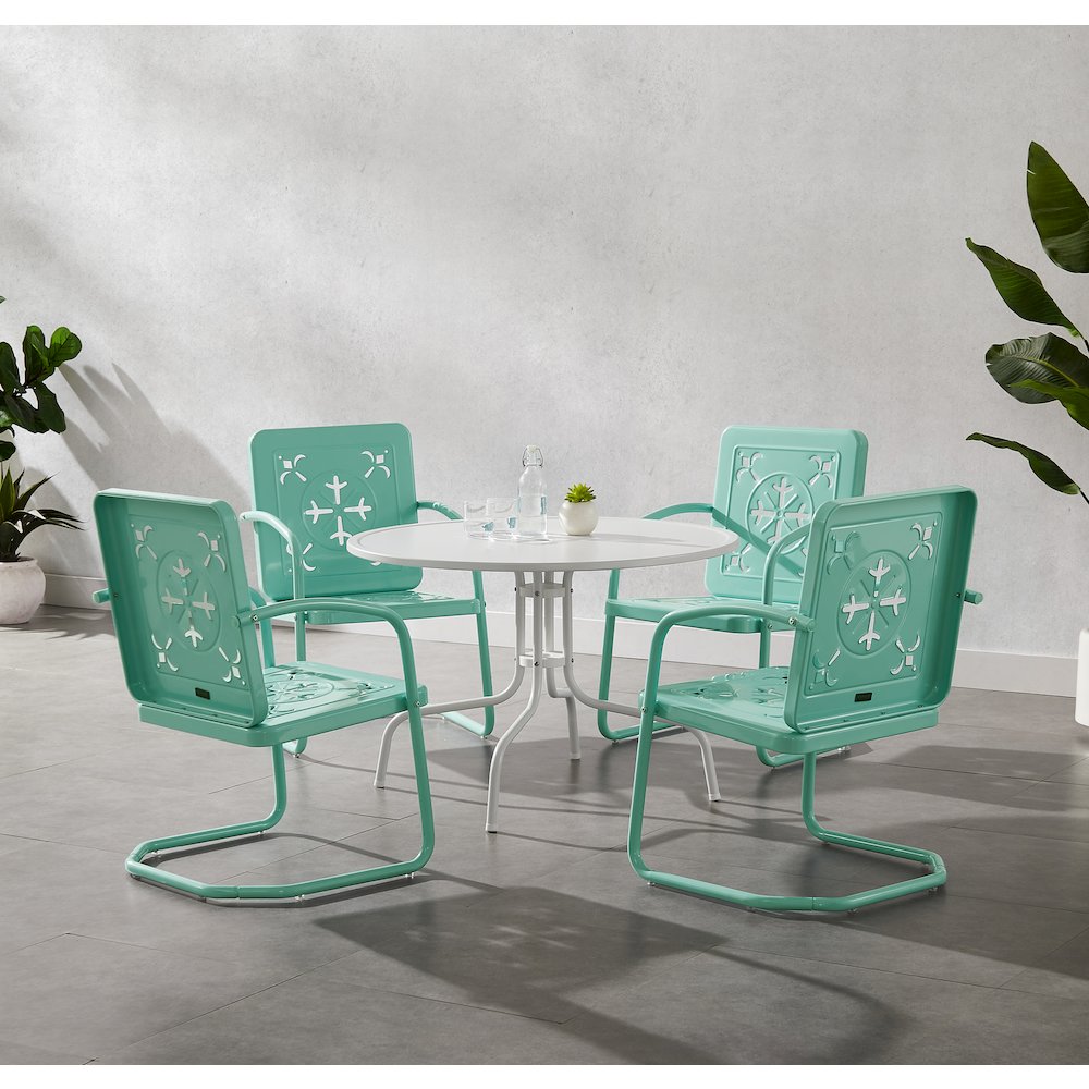 Azalea 5-Piece Round Retro Outdoor Dining Set – Table & 4 Chairs
