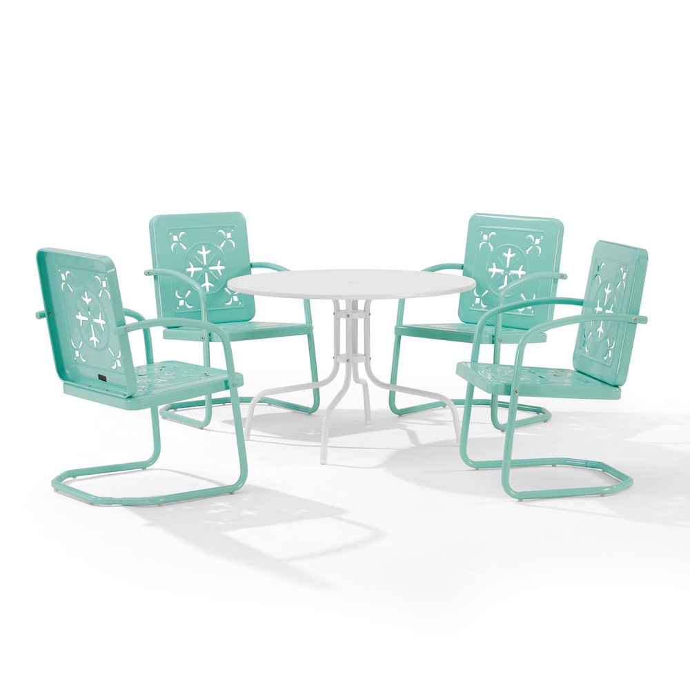 Azalea 5-Piece Round Retro Outdoor Dining Set – Table & 4 Chairs