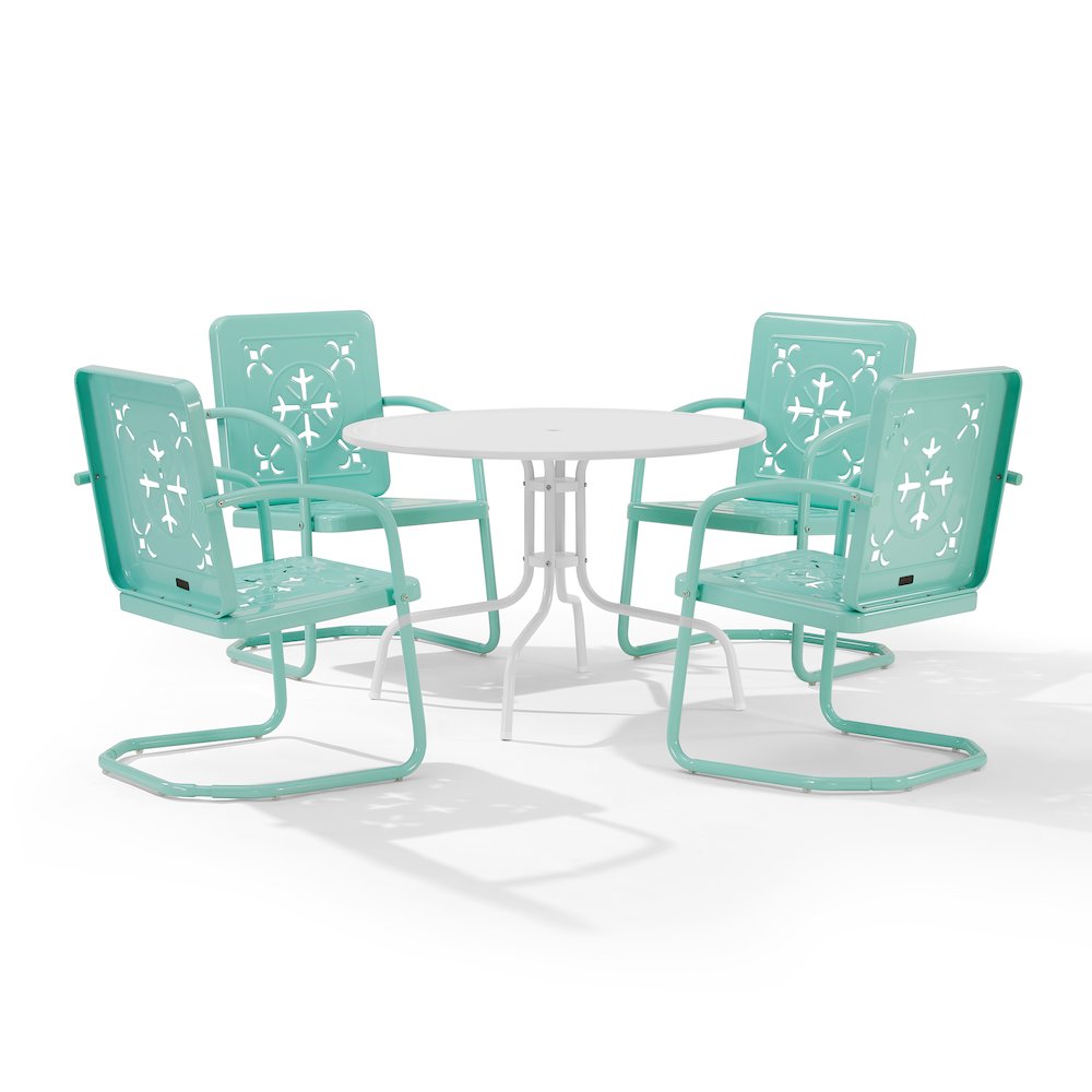 Azalea 5-Piece Round Retro Outdoor Dining Set – Table & 4 Chairs