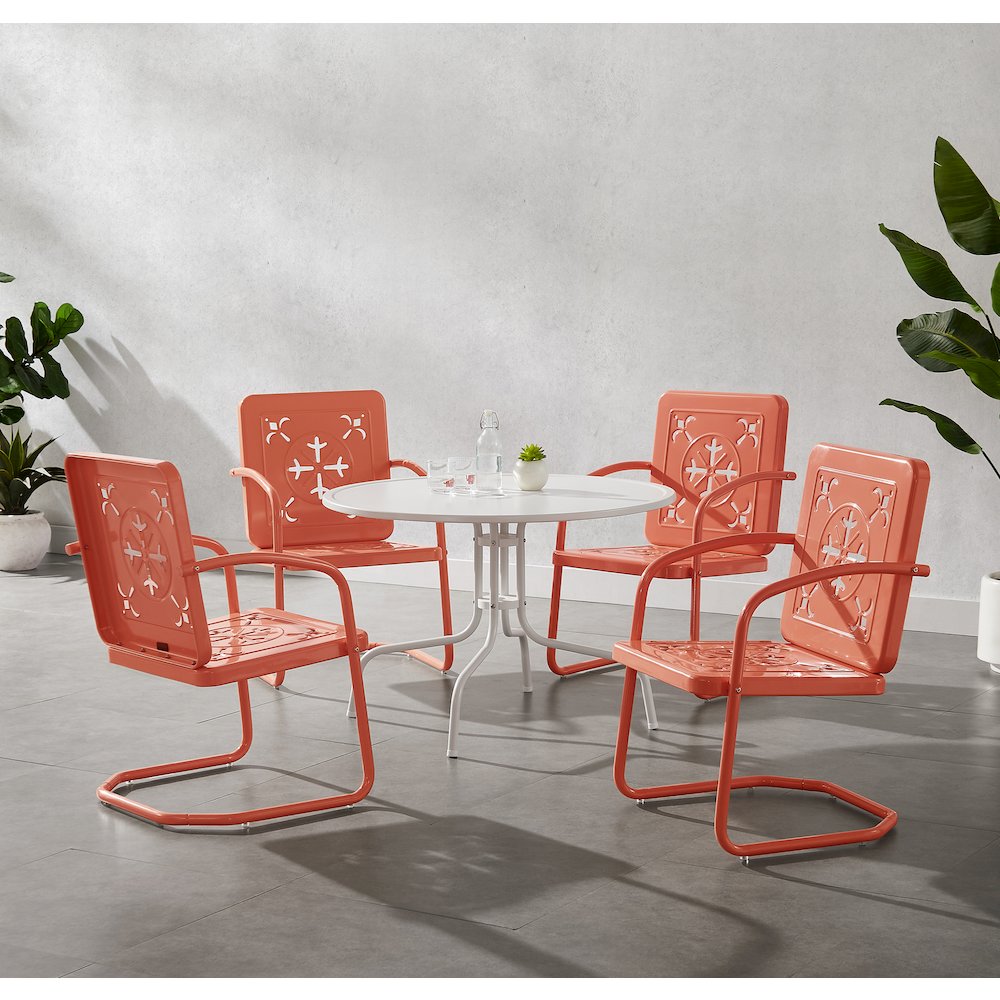 Azalea 5-Piece Round Retro Outdoor Dining Set – Table & 4 Chairs