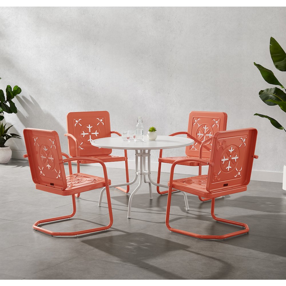 Azalea 5-Piece Round Retro Outdoor Dining Set – Table & 4 Chairs