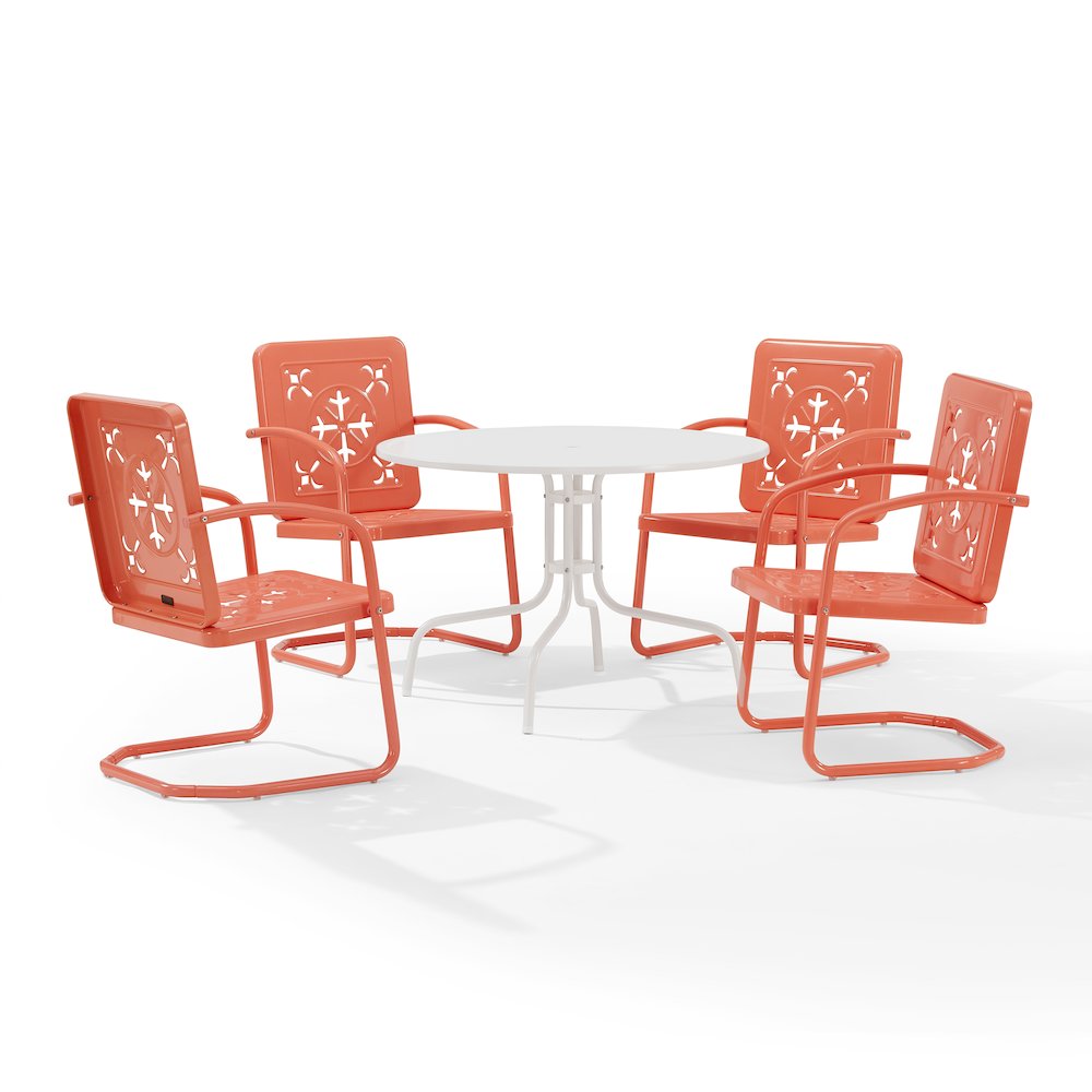Azalea 5-Piece Round Retro Outdoor Dining Set – Table & 4 Chairs