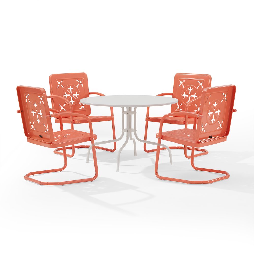 Azalea 5-Piece Round Retro Outdoor Dining Set – Table & 4 Chairs