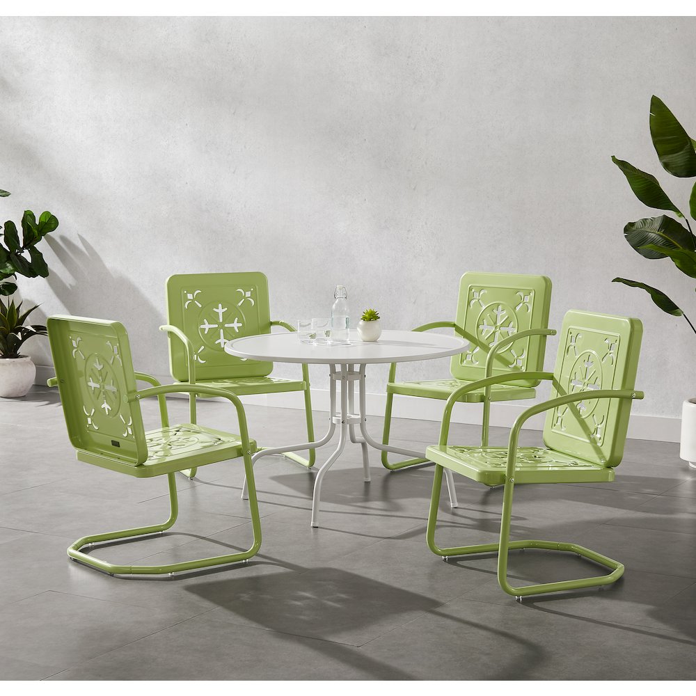 Azalea 5-Piece Round Retro Outdoor Dining Set – Table & 4 Chairs