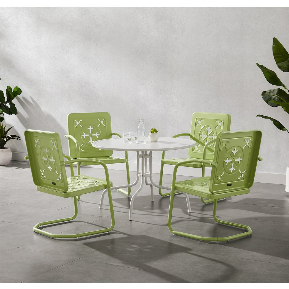 Azalea 5-Piece Round Retro Outdoor Dining Set – Table & 4 Chairs