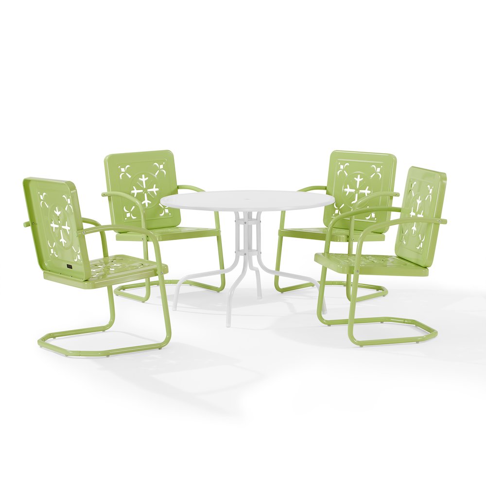 Azalea 5-Piece Round Retro Outdoor Dining Set – Table & 4 Chairs