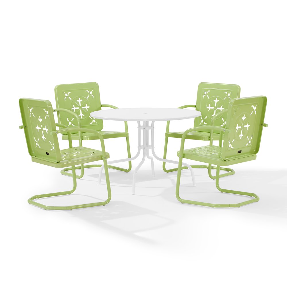 Azalea 5-Piece Round Retro Outdoor Dining Set – Table & 4 Chairs