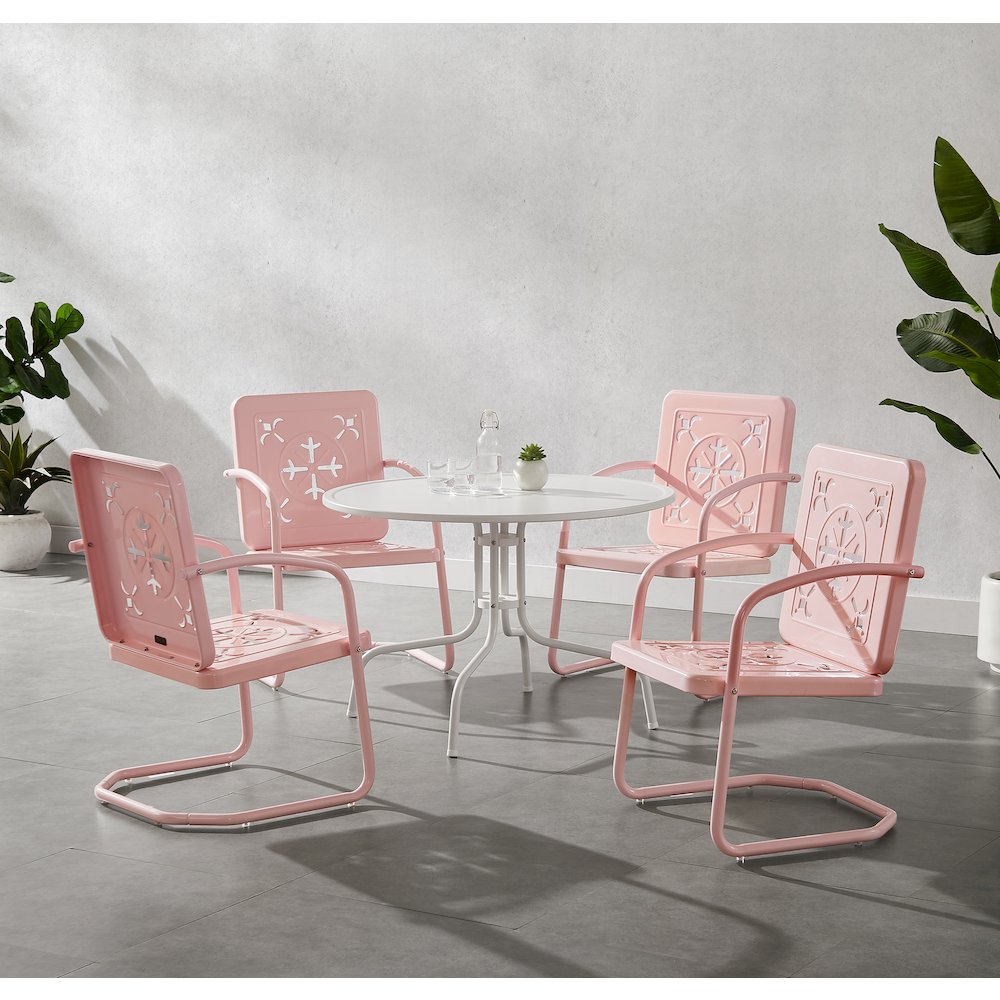 Azalea 5-Piece Round Retro Outdoor Dining Set – Table & 4 Chairs