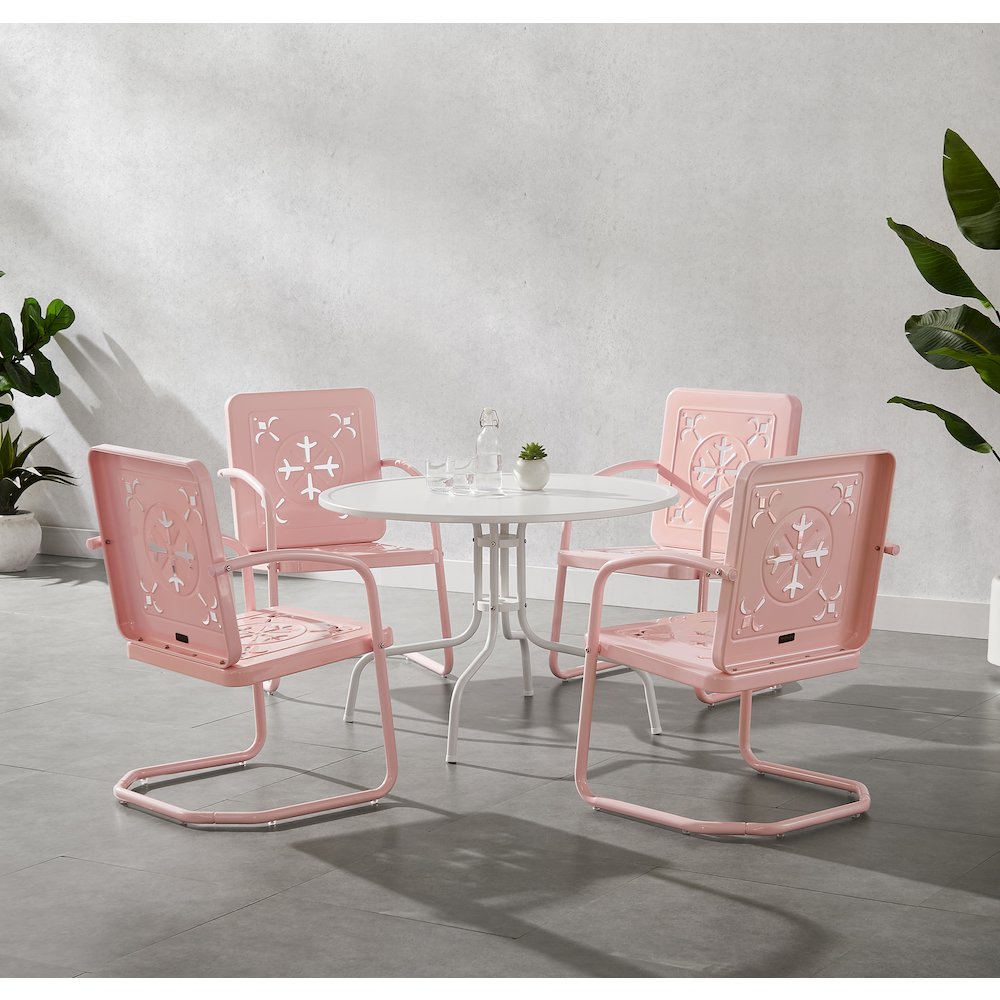 Azalea 5-Piece Round Retro Outdoor Dining Set – Table & 4 Chairs