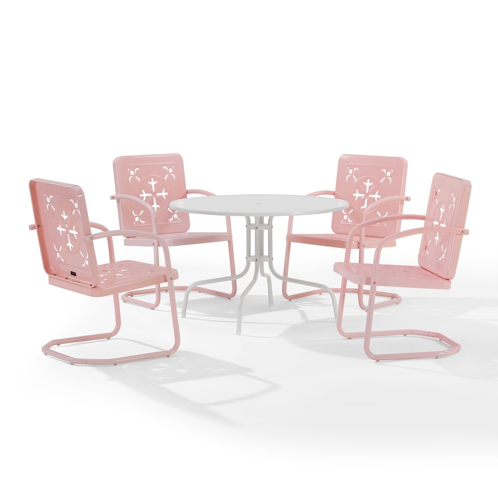Azalea 5-Piece Round Retro Outdoor Dining Set – Table & 4 Chairs
