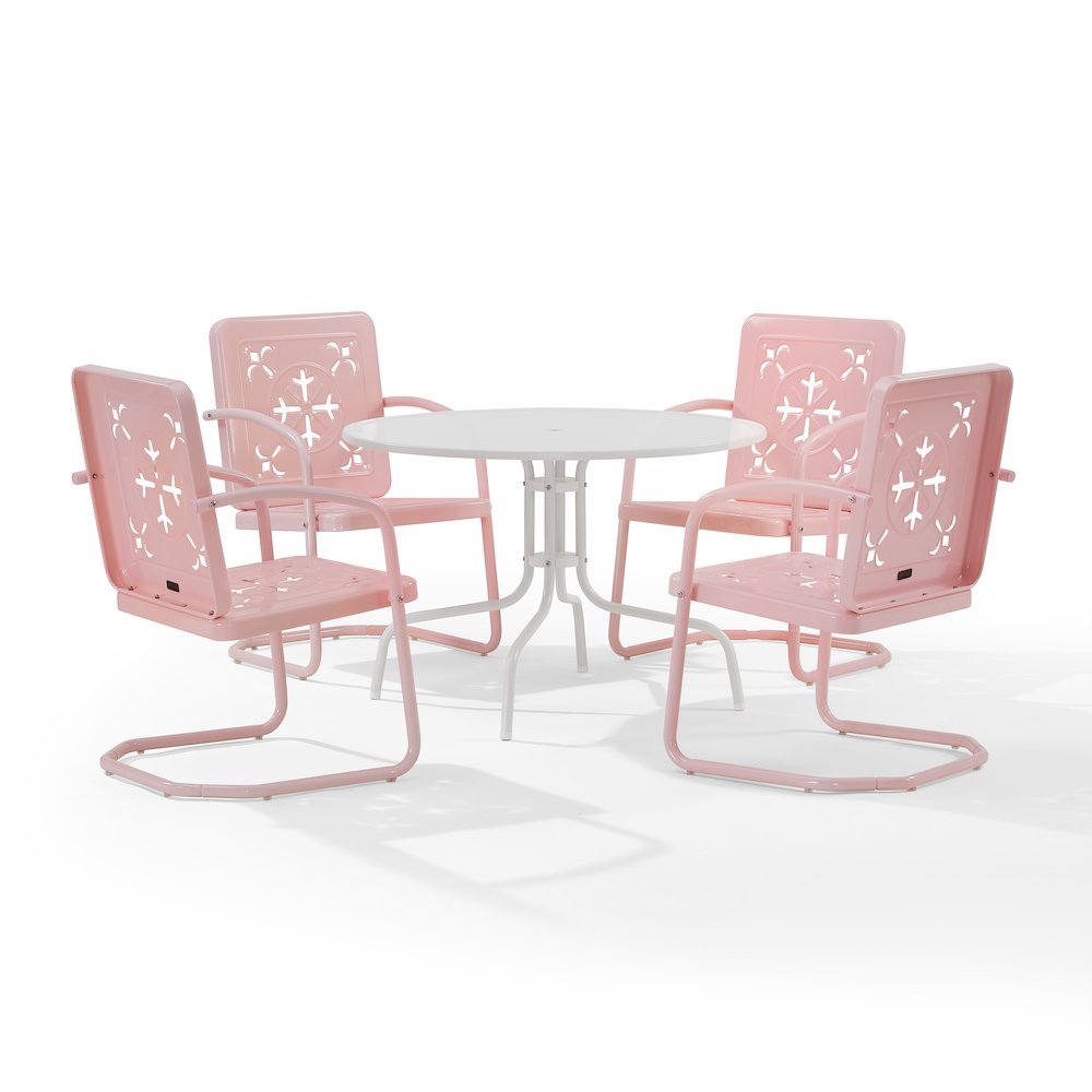 Azalea 5-Piece Round Retro Outdoor Dining Set – Table & 4 Chairs