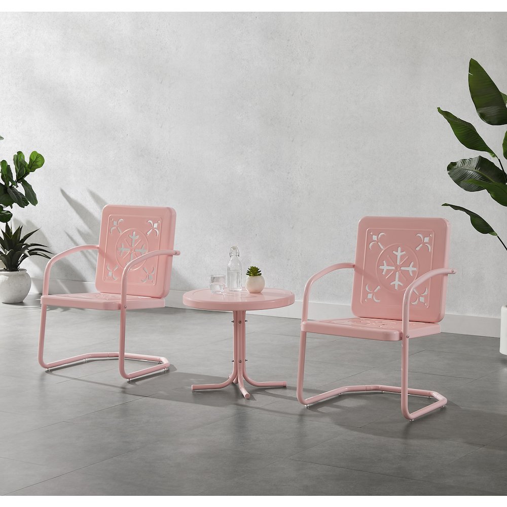 Azalea 3-Piece Retro Outdoor Chair Set – Side Table & 2 Chairs