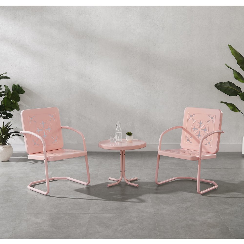 Azalea 3-Piece Retro Outdoor Chair Set – Side Table & 2 Chairs