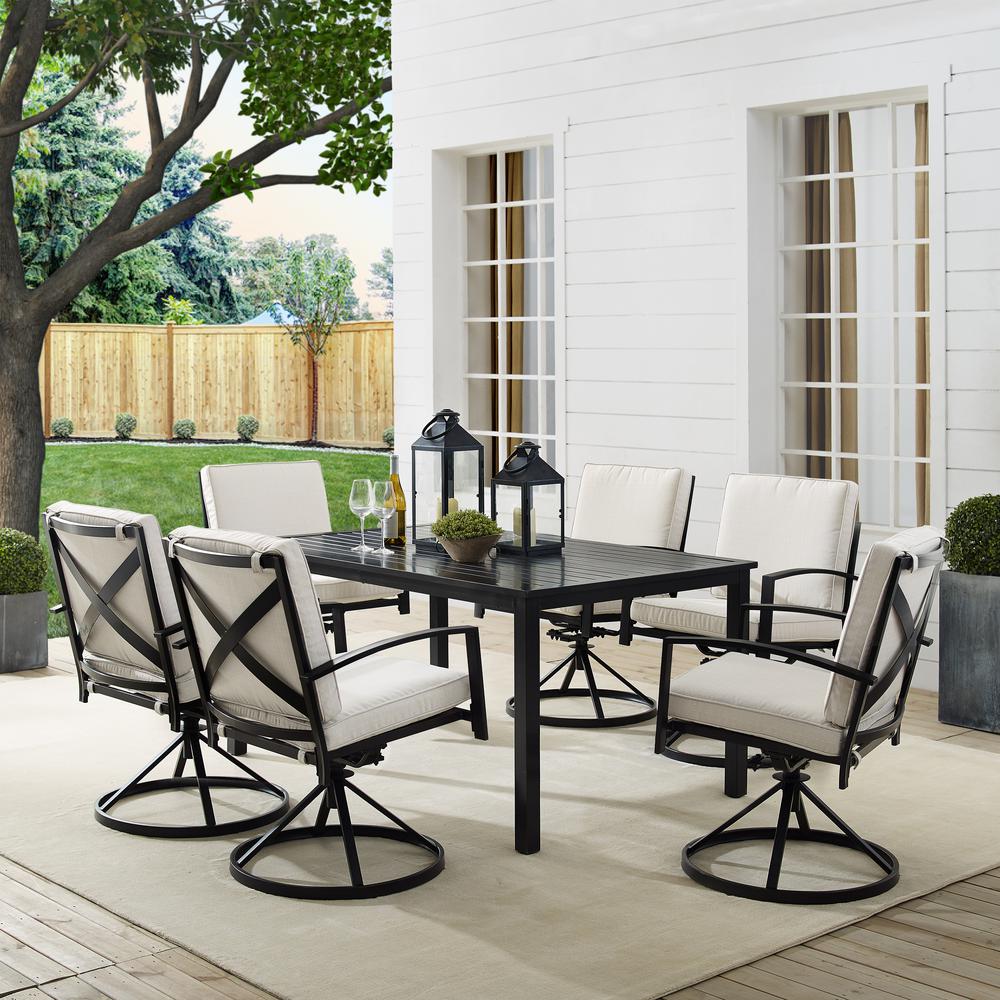 Kaplan 7Pc Outdoor Dining Set – Table & 6 Swivel Chairs