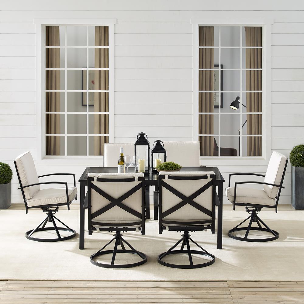 Kaplan 7Pc Outdoor Dining Set – Table & 6 Swivel Chairs