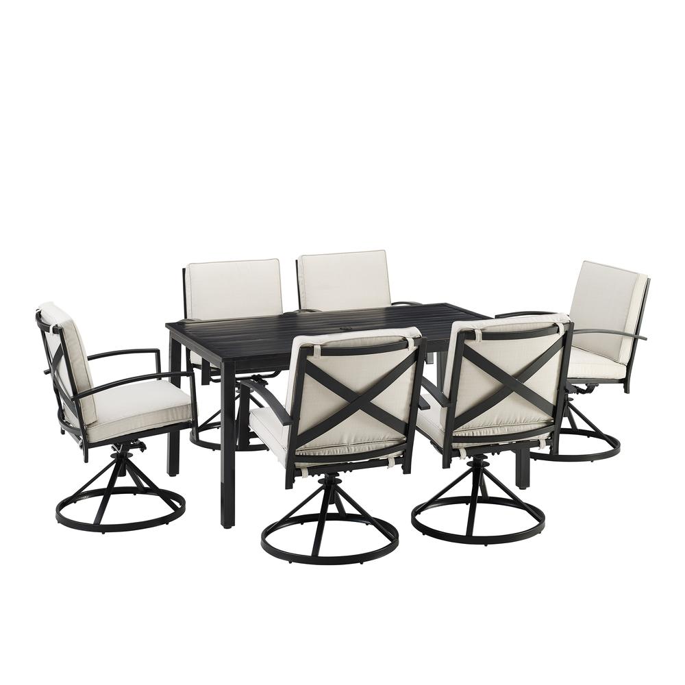 Kaplan 7Pc Outdoor Dining Set – Table & 6 Swivel Chairs