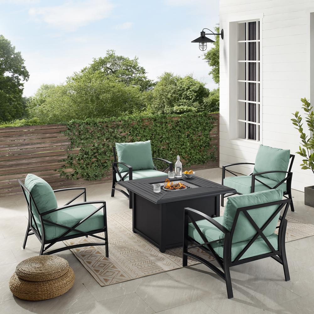 Kaplan 5Pc Outdoor Chair Set W/ Fire Table – Dante Fire Table & 4 Arm Chairs