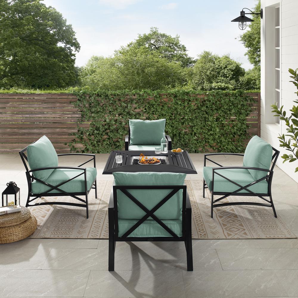 Kaplan 5Pc Outdoor Chair Set W/ Fire Table – Dante Fire Table & 4 Arm Chairs