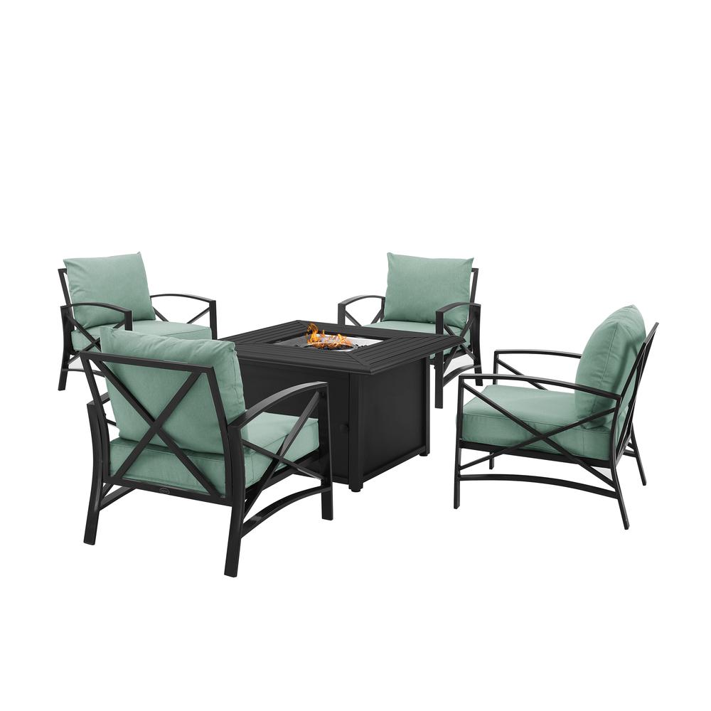 Kaplan 5Pc Outdoor Chair Set W/ Fire Table – Dante Fire Table & 4 Arm Chairs