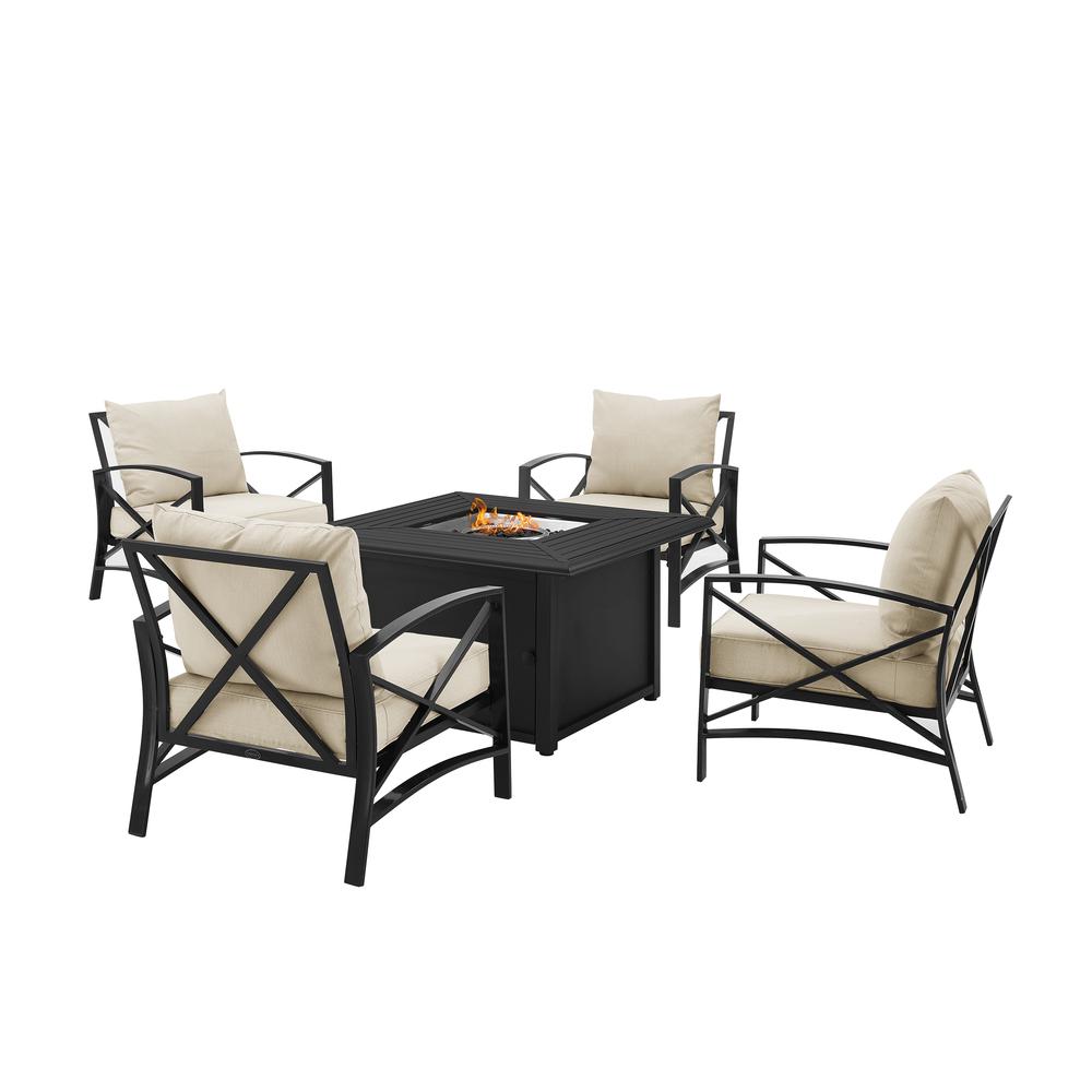 Kaplan 5Pc Outdoor Chair Set W/ Fire Table – Dante Fire Table & 4 Arm Chairs